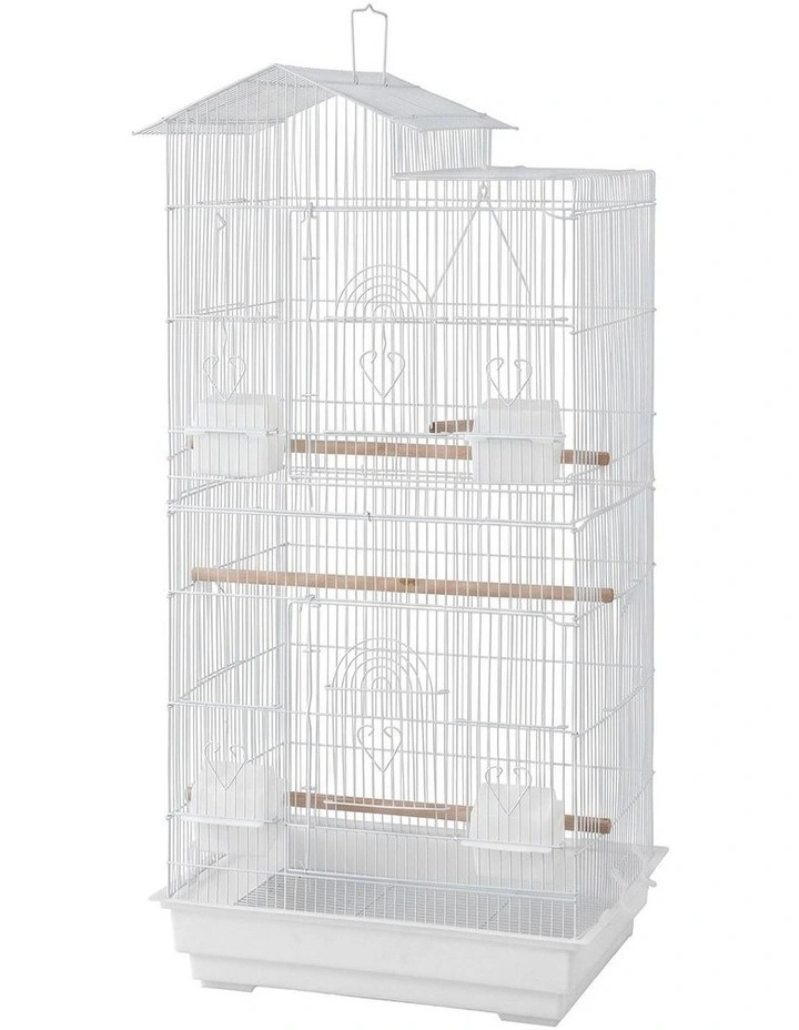 i.Pet 100cm Bird Cage Aviary Parrot Budgie White image 1