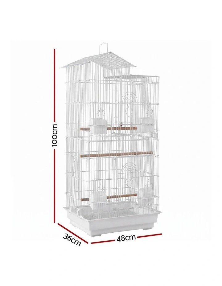 i.Pet 100cm Bird Cage Aviary Parrot Budgie White image 2
