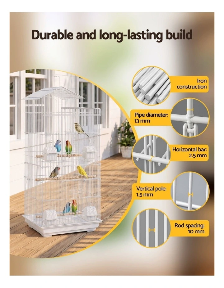 i.Pet 100cm Bird Cage Aviary Parrot Budgie White image 4