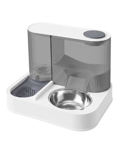 PaWz Automatic Cat Feeder Gravity Food and Water Dispenser for Home Travel White