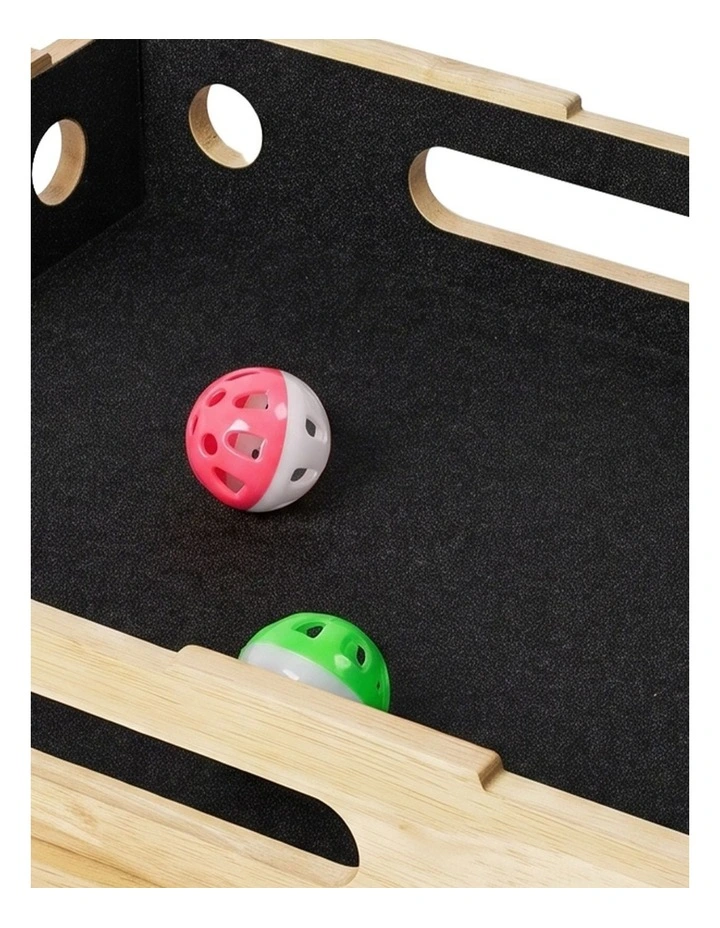 Pawz Cat Nail File Scratcher Large Solid Wood with Toy Balls for Indoor Cats image 3