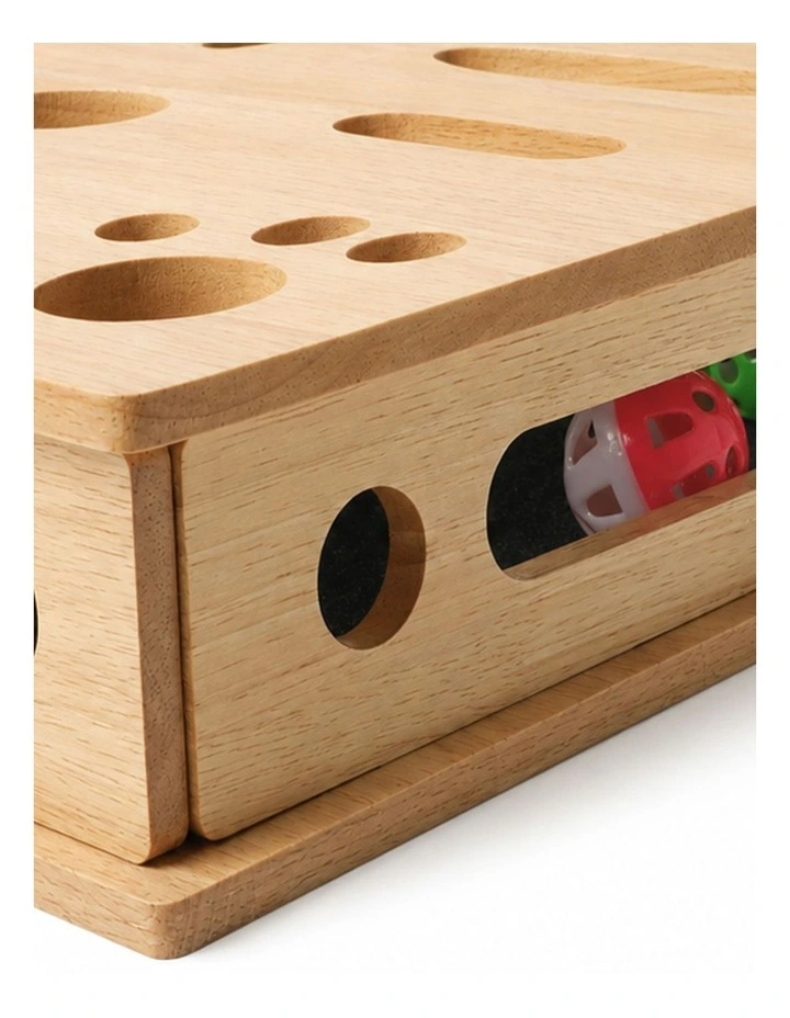 Pawz Cat Nail File Scratcher Large Solid Wood with Toy Balls for Indoor Cats image 5