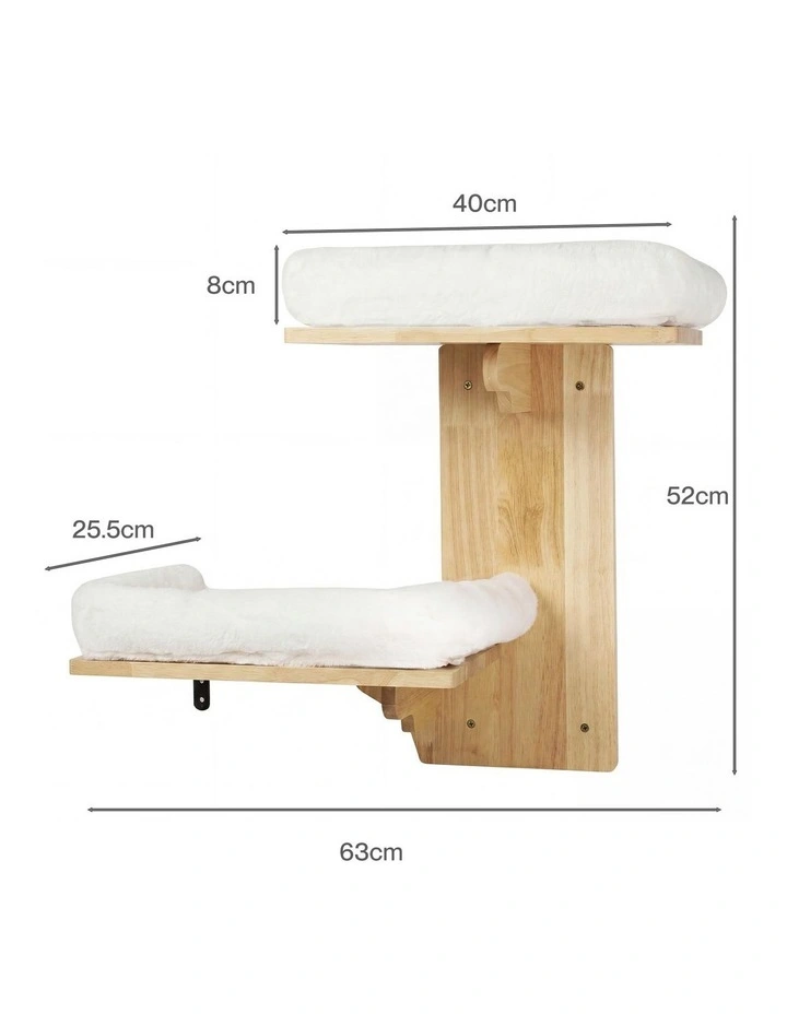 Pawz Cat Wall Shelves 2 Steps Wide Perch Soft Beds for Large Cats Climbing White image 2