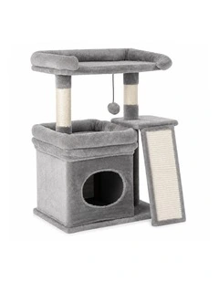 Pawz Cat Tree Tower Large Perch Condo Sisal Scratcher for Indoor Felines Grey