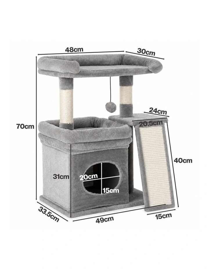 Pawz Cat Tree Tower Large Perch Condo Sisal Scratcher for Indoor Felines Grey image 2