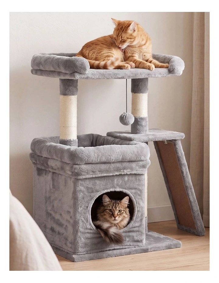 Pawz Cat Tree Tower Large Perch Condo Sisal Scratcher for Indoor Felines Grey image 6