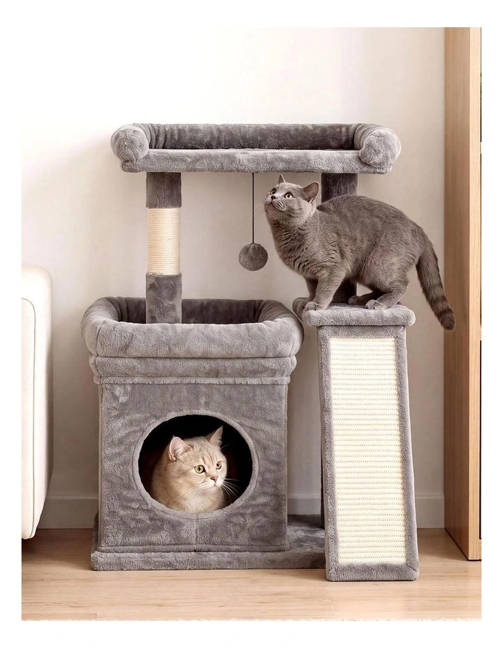 Pawz Cat Tree Tower Large Perch Condo Sisal Scratcher for Indoor Felines Grey image 7