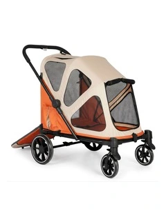 PaWz Dog Stroller Pet Pram Fold Shock Absorbing Wheels Outdoor Travel Orange