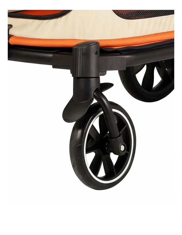 PaWz Dog Stroller Pet Pram Fold Shock Absorbing Wheels Outdoor Travel Orange image 4
