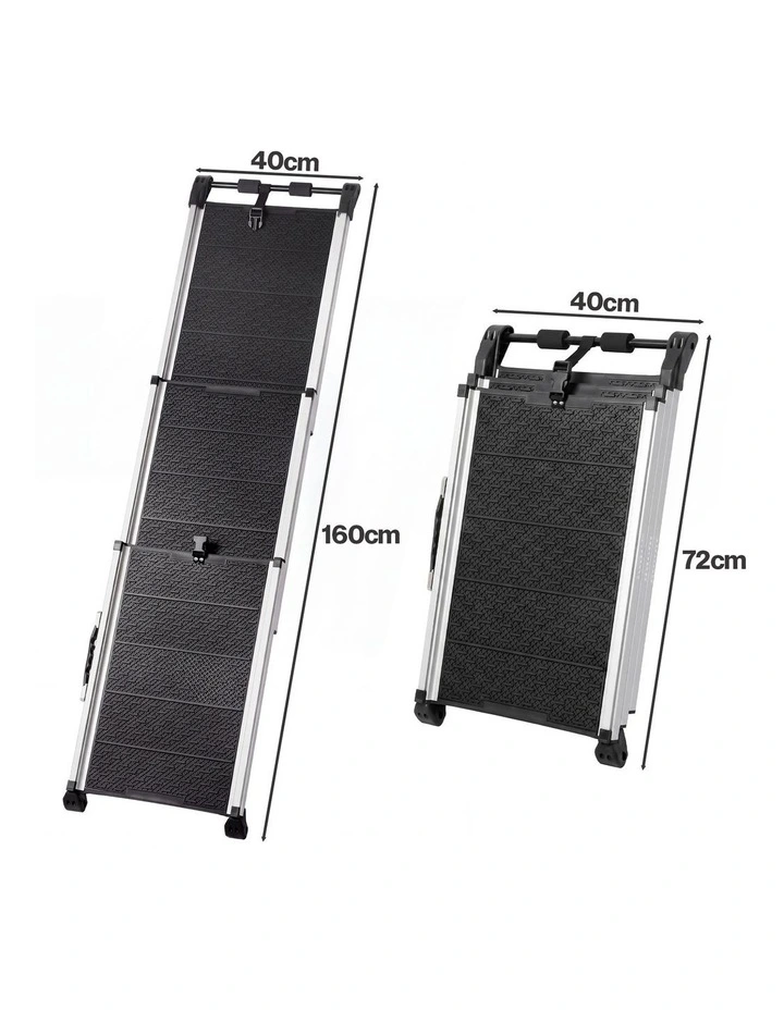 PaWz Dog Ramp Foldable Extendable with Reflective Strips Non Slip for Car Black image 2