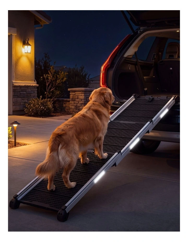 PaWz Dog Ramp Foldable Extendable with Reflective Strips Non Slip for Car Black image 6