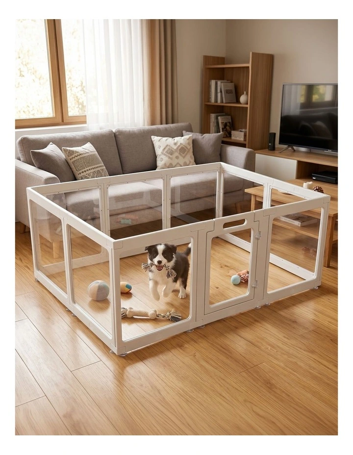 Pawz Dog Playpen 60cm Height Acrylic Clear Foldable DIY Dog Pen Indoor Use image 3