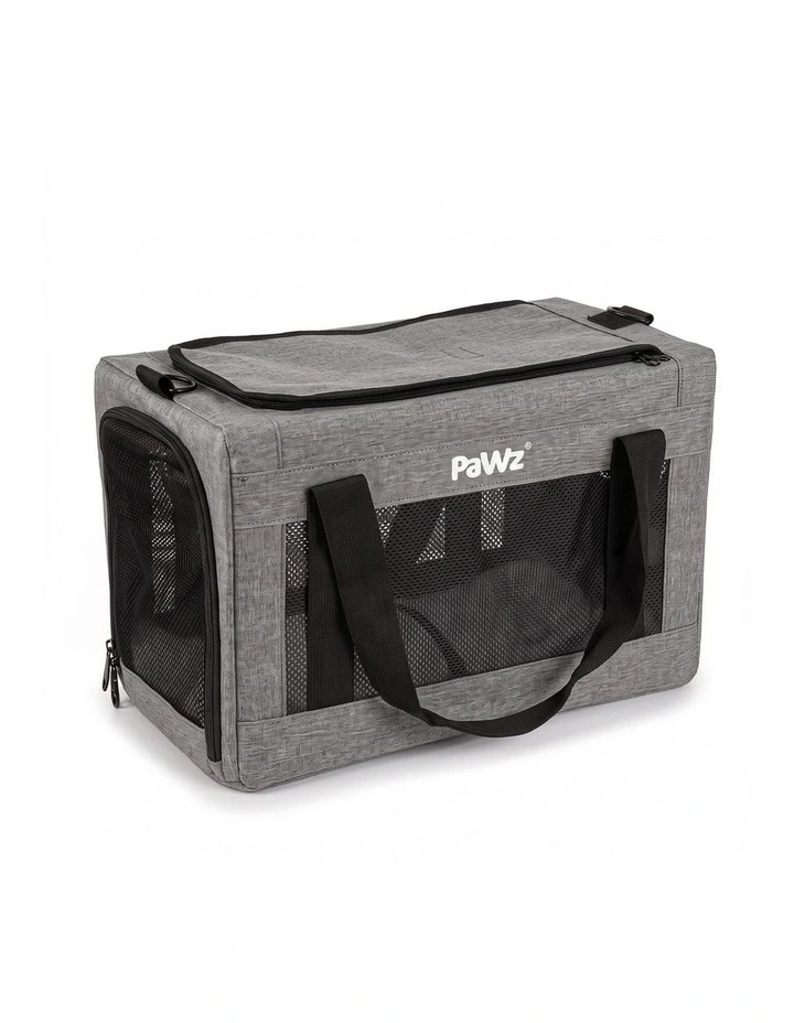 PaWz Cat Carrier 5mm Frame Airline Approved Mesh Oxford Travel Bag Grey image 2