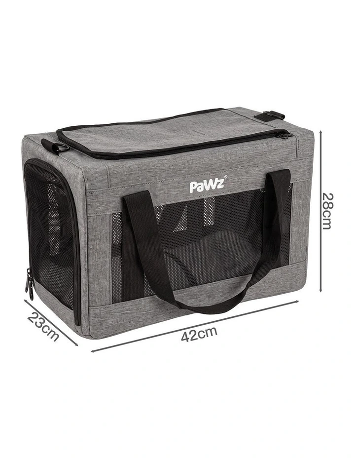 PaWz Cat Carrier 5mm Frame Airline Approved Mesh Oxford Travel Bag Grey image 3