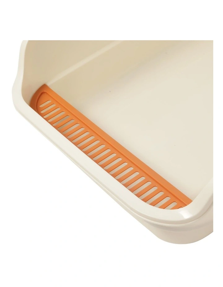 PaWz Cat Litter Tray Large 60X40X16cm Open Top High Sides Low Entry Beige image 5