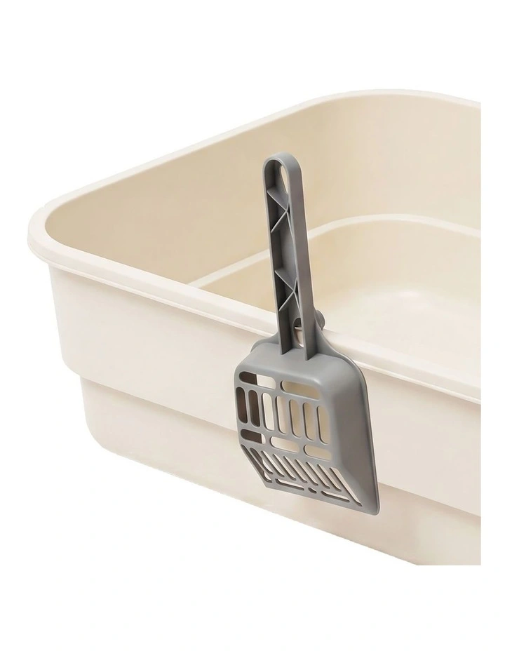 PaWz Cat Litter Tray Large 60X40X16cm Open Top High Sides Low Entry Beige image 6