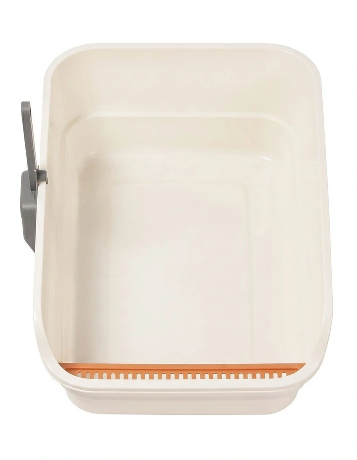 PaWz Cat Litter Tray Large 60X40X16cm Open Top High Sides Low Entry Beige image 7