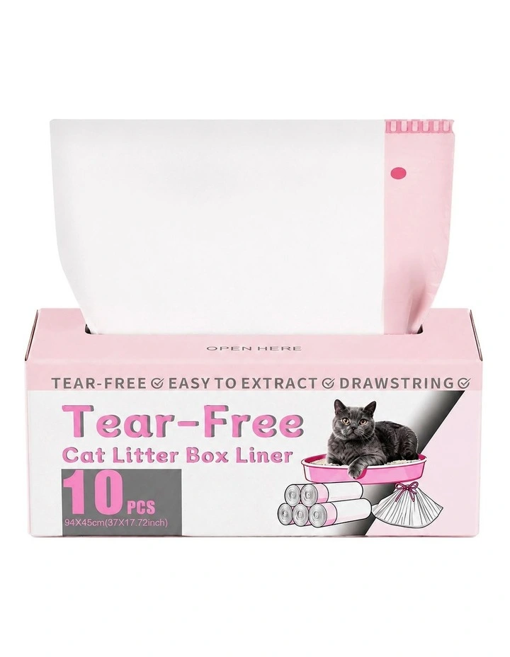 Pawz Cat Litter Bags 30 Pcs 94 x 45cm Drawstring 10kg HDPE White Pink image 2