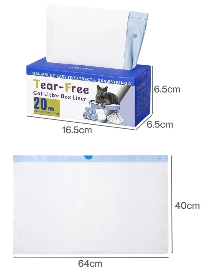 Pawz Cat Litter Bags 120Count Drawstring Cat Poop Bags HDPE White Blue image 3