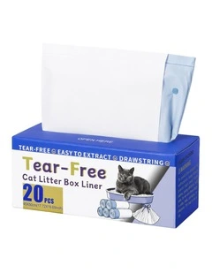 Pawz Cat Litter Bags 45 x 50cm 10kg 2Rolls 40ct Drawstring HDPE White Blue