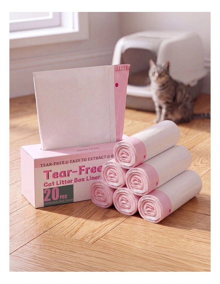 Pawz Cat Litter Bags 120 Count Drawstring 64 x 40cm 10kg HDPE White Pink image 4