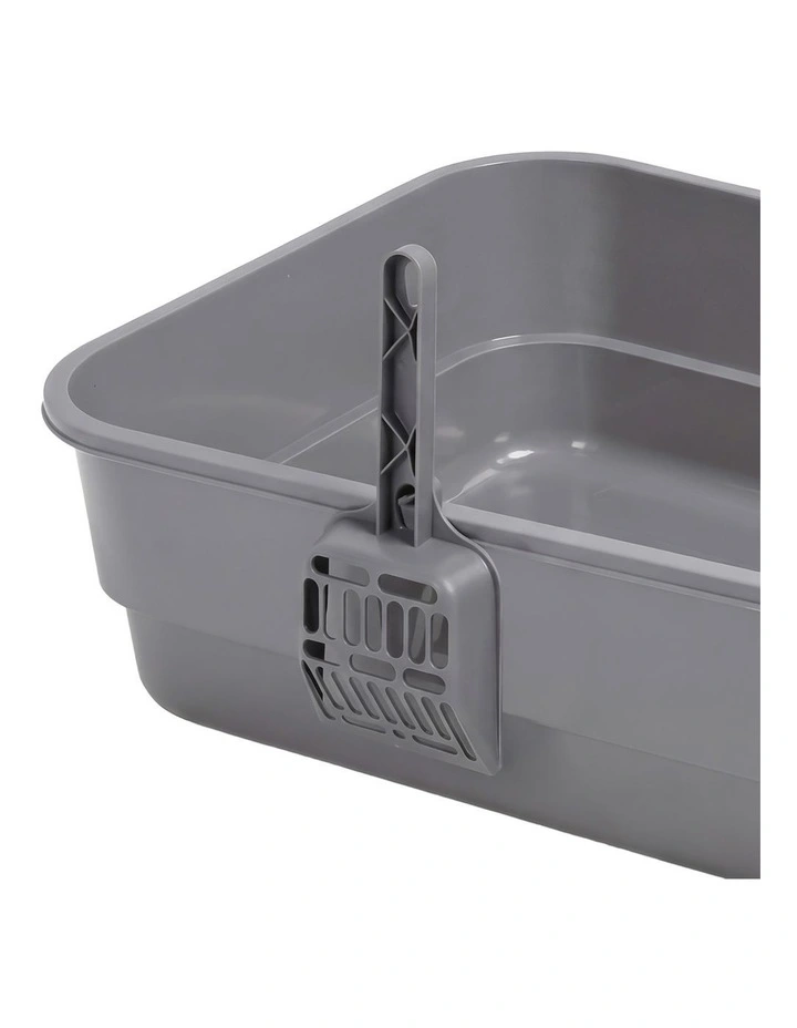 PaWz Cat Litter Tray Large 60X40X16cm Open Top High Sides Low Entry Grey image 5