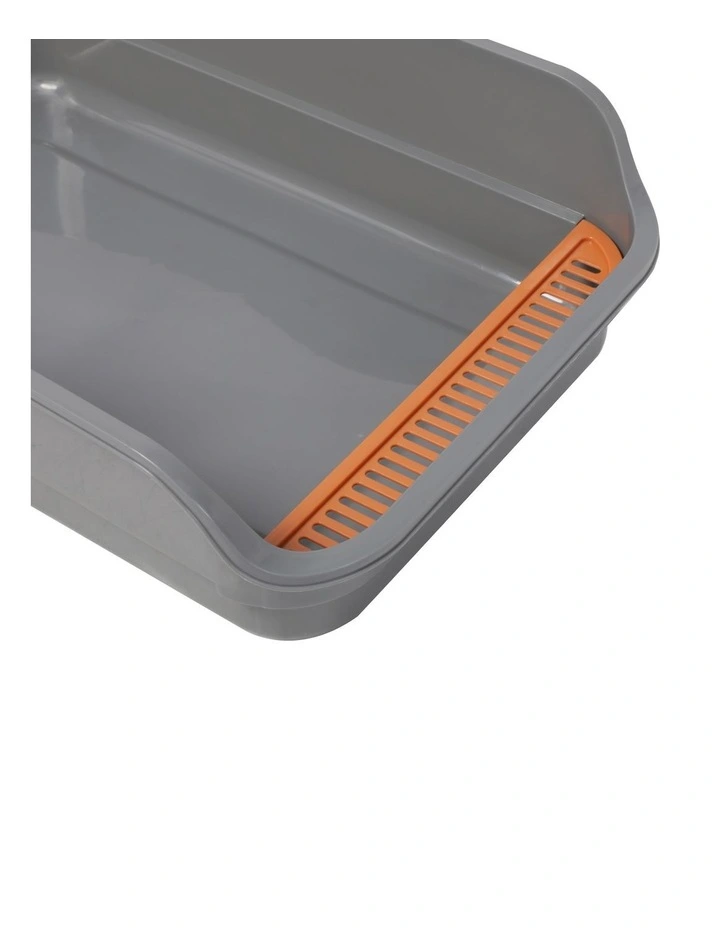 PaWz Cat Litter Tray Large 60X40X16cm Open Top High Sides Low Entry Grey image 6