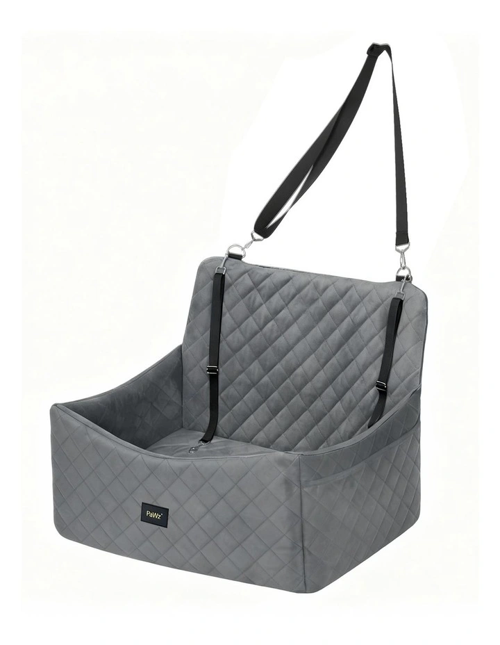 Pawz Dog Car Seat Booster with Safety Belt Leashes for Large Sized Dogs Grey image 1