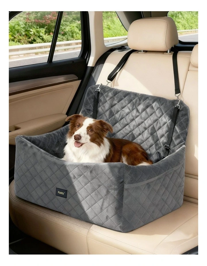Pawz Dog Car Seat Booster with Safety Belt Leashes for Large Sized Dogs Grey image 6