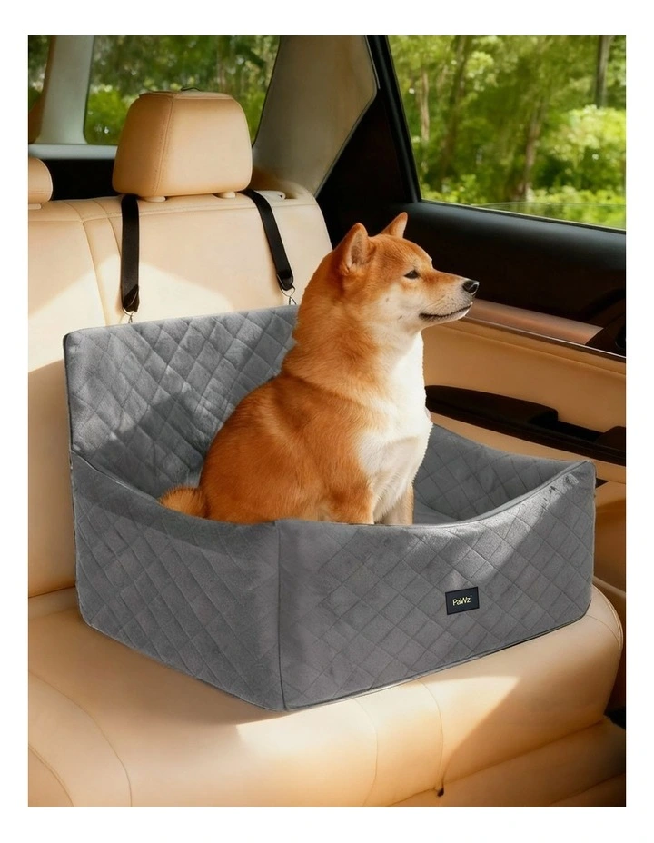 Pawz Dog Car Seat Booster with Safety Belt Leashes for Large Sized Dogs Grey image 7