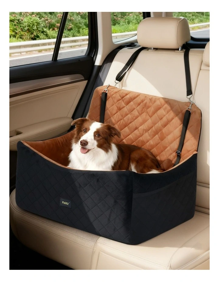 Pawz Dog Car Seat Booster with Safety Belt Leashes for Large Sized Dogs Brown image 6