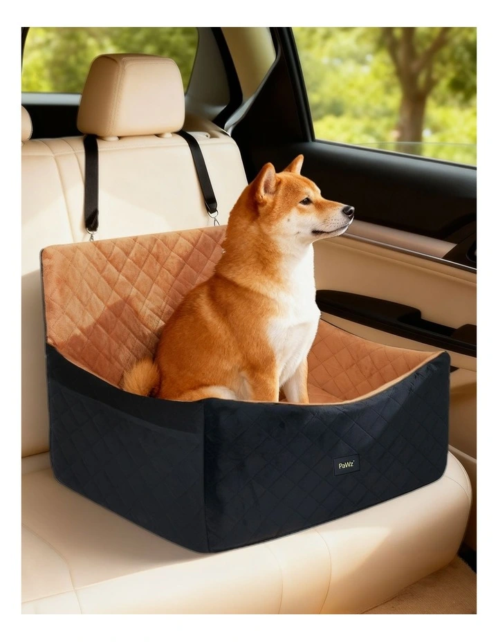 Pawz Dog Car Seat Booster with Safety Belt Leashes for Large Sized Dogs Brown image 7