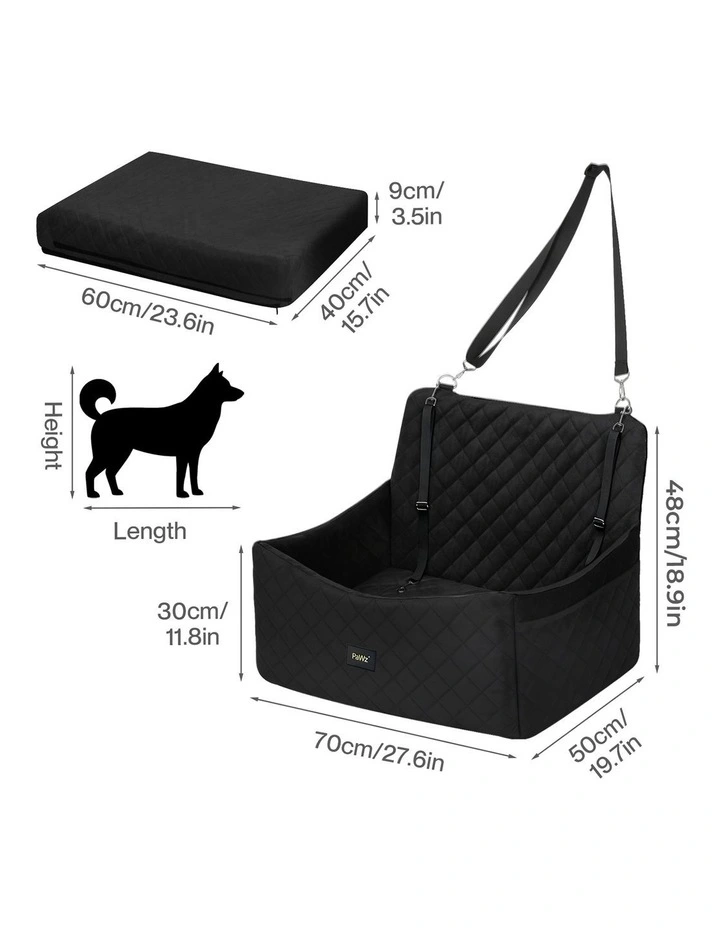 Pawz Dog Car Seat Booster with Safety Belt Leashes for Large Sized Dogs Black image 2