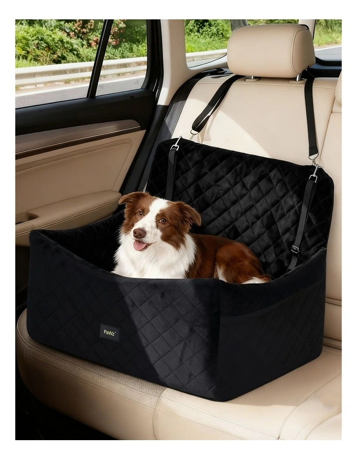 Pawz Dog Car Seat Booster with Safety Belt Leashes for Large Sized Dogs Black image 6