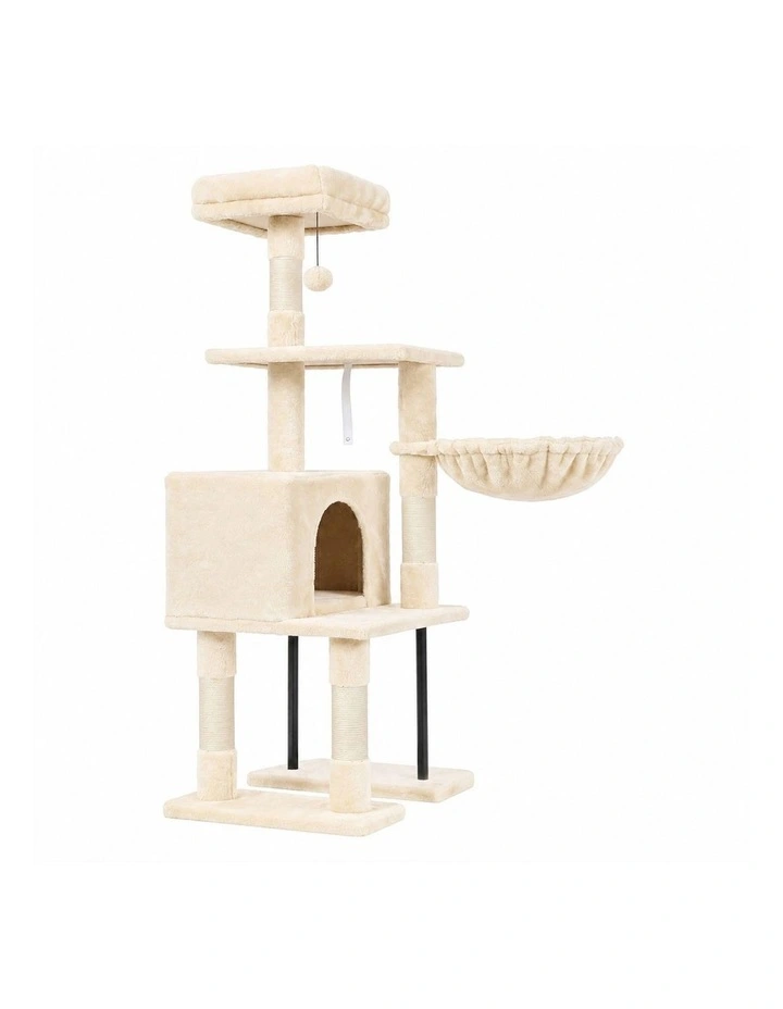Pawz Cat Tree Cat Tower Multi-Level Cat Bed Cat Scratching Post 125cm Beige image 1