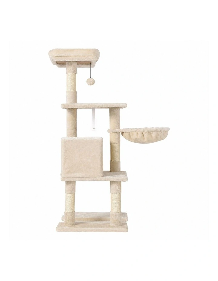 Pawz Cat Tree Cat Tower Multi-Level Cat Bed Cat Scratching Post 125cm Beige image 2