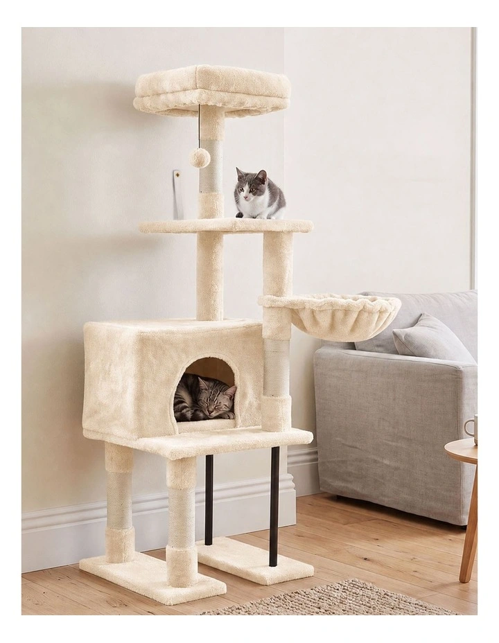 Pawz Cat Tree Cat Tower Multi-Level Cat Bed Cat Scratching Post 125cm Beige image 4