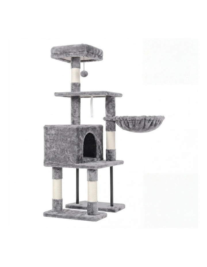 Pawz Cat Tree Cat Tower Multi-Level Cat Bed with Condo 125cm Plush Gray image 1