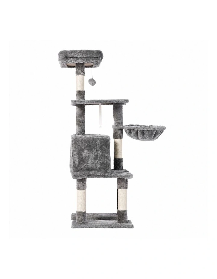 Pawz Cat Tree Cat Tower Multi-Level Cat Bed with Condo 125cm Plush Gray image 2