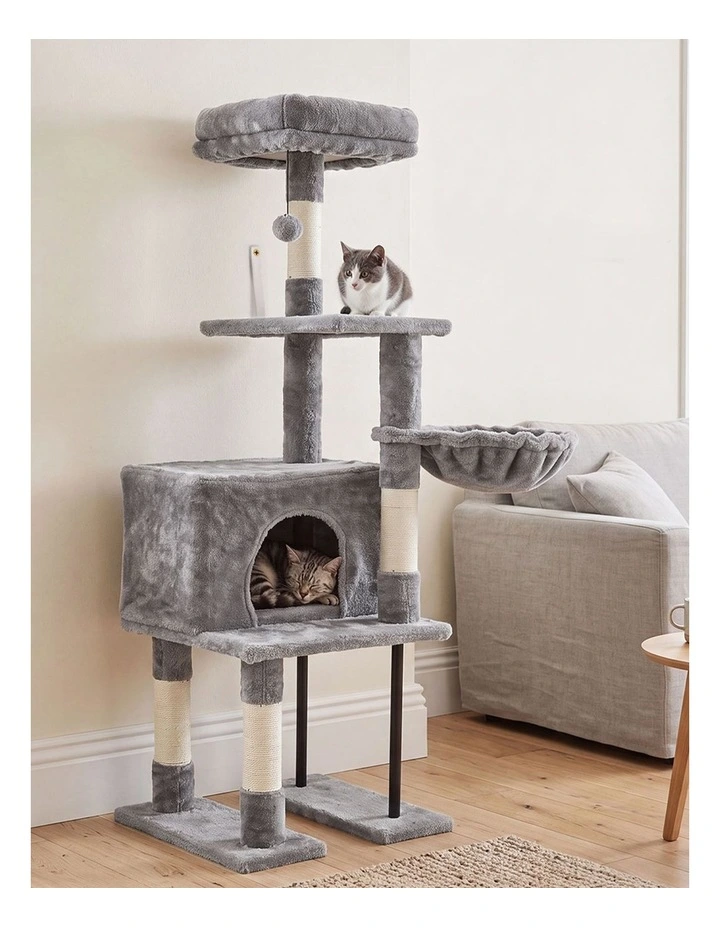 Pawz Cat Tree Cat Tower Multi-Level Cat Bed with Condo 125cm Plush Gray image 4