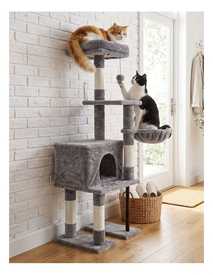 Pawz Cat Tree Cat Tower Multi-Level Cat Bed with Condo 125cm Plush Gray image 5