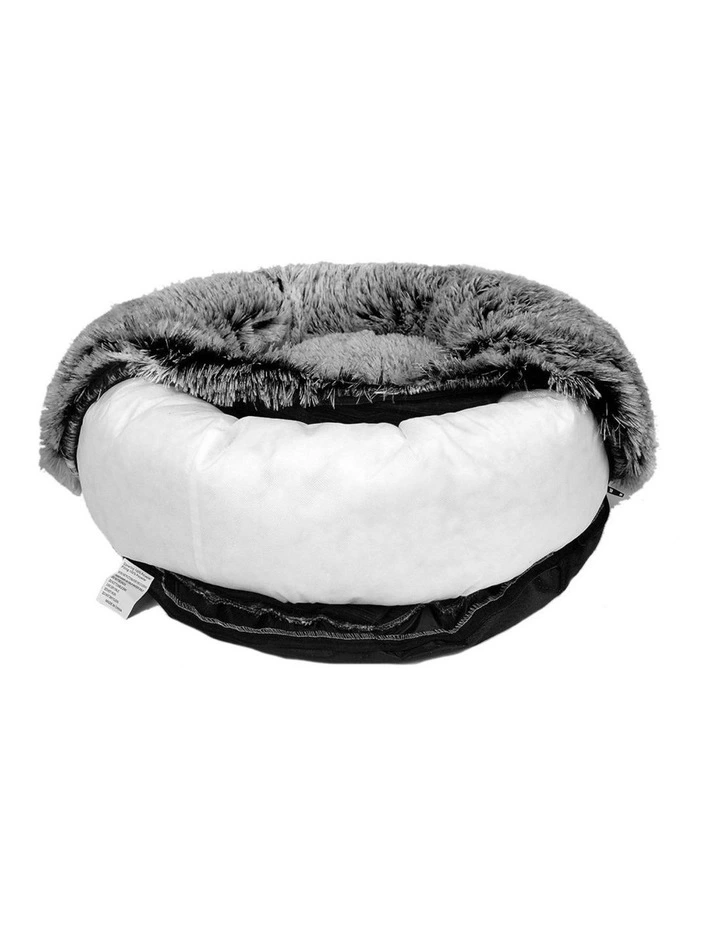 PaWz Dog Bed Calming Nest for Large Pets Fluffy Plush Donut Charcoal Indoor image 6