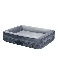 PaWz Orthopedic Dog Bed Large Plush Bolster Grey for Home and Outdoor Use