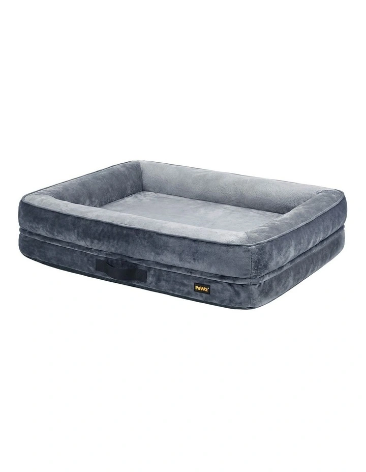 PaWz Orthopedic Dog Bed Large Plush Bolster Grey for Home and Outdoor Use image 1