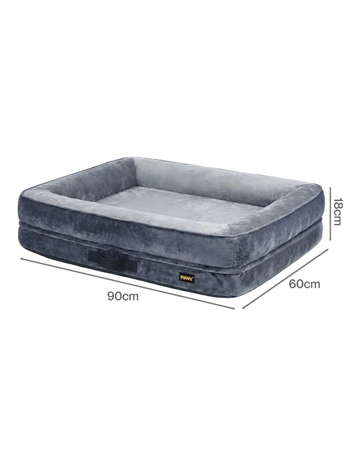 PaWz Orthopedic Dog Bed Large Plush Bolster Grey for Home and Outdoor Use image 3
