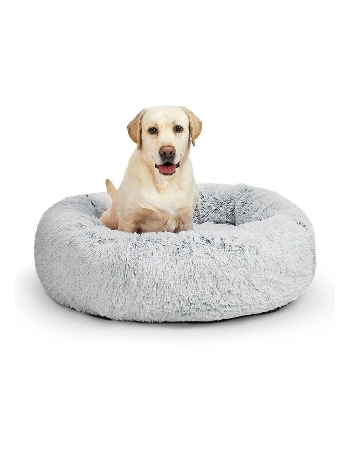 PaWz Pet Bed Fluffy Round Calming Nest Washable Cover Cats Dogs Charcoal image 2