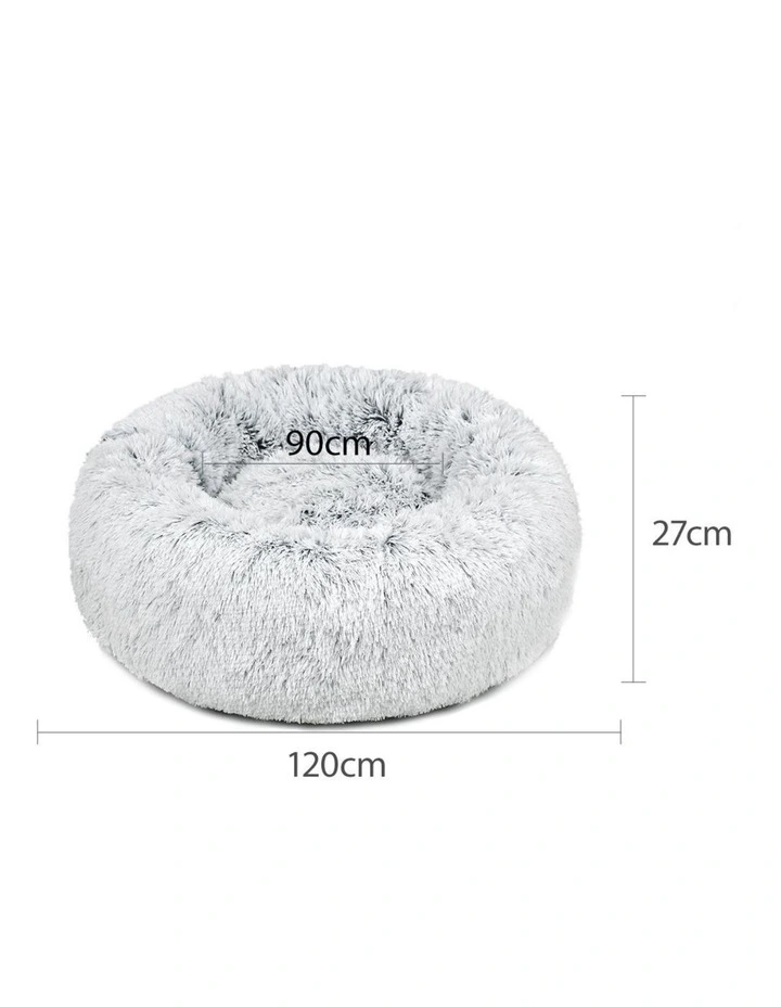 PaWz Pet Bed Fluffy Round Calming Nest Washable Cover Cats Dogs Charcoal image 3