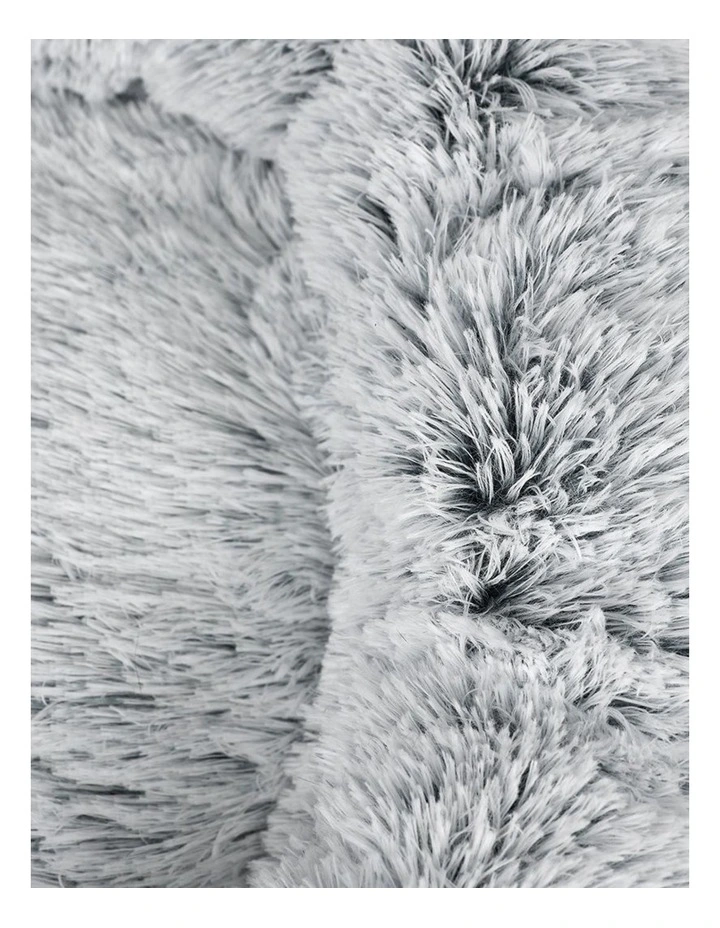PaWz Pet Bed Fluffy Round Calming Nest Washable Cover Cats Dogs Charcoal image 4