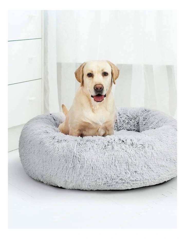 PaWz Pet Bed Fluffy Round Calming Nest Washable Cover Cats Dogs Charcoal image 7