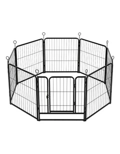 Pawz Dog Playpen 8 Panel Metal Dog Pen Foldable Tool Free Black